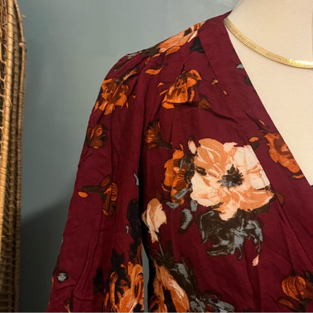 Anthropologie Floral Wrap Blouse
